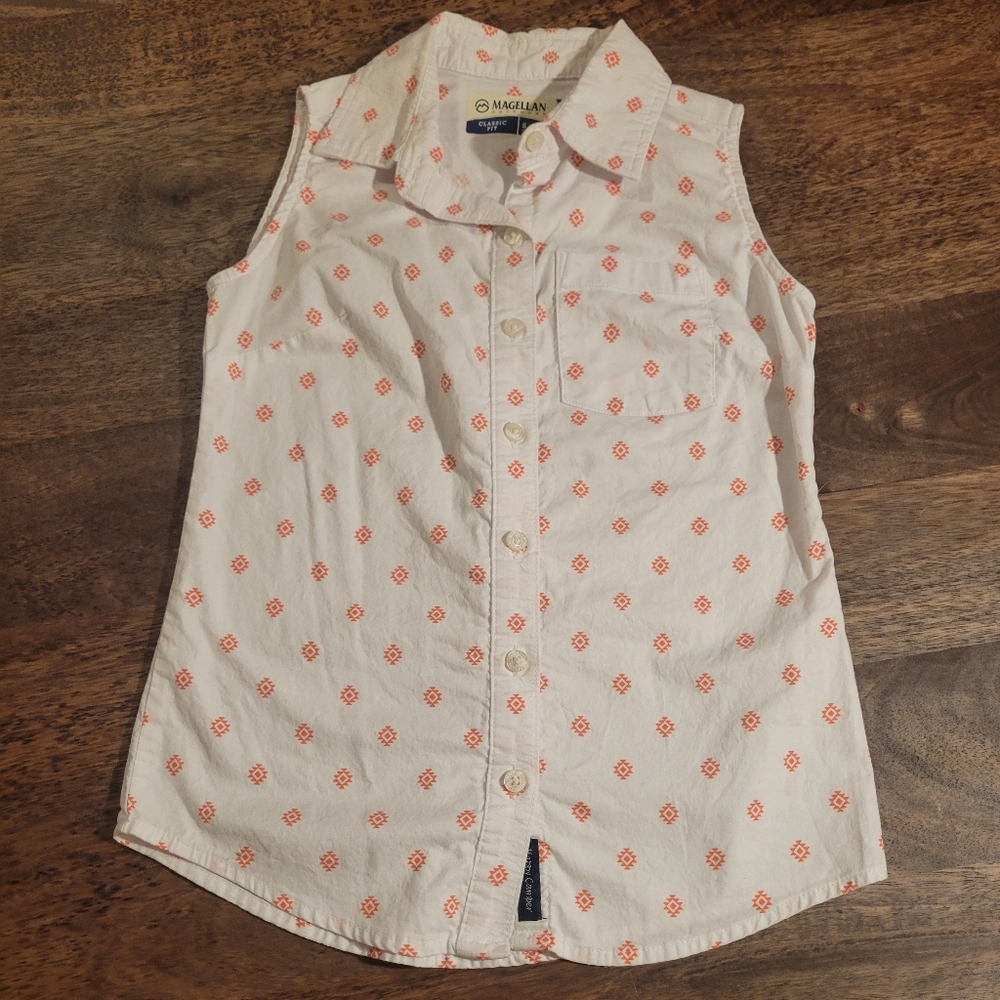 Kids Sleeveless White and Orange Shirt